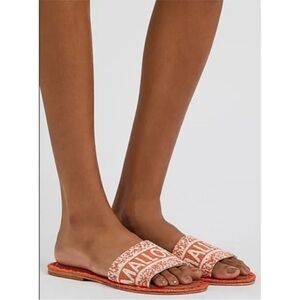 De Siena Women's Orange Mallorca Beaded Leather Sliders Sandals Size 39 US 9